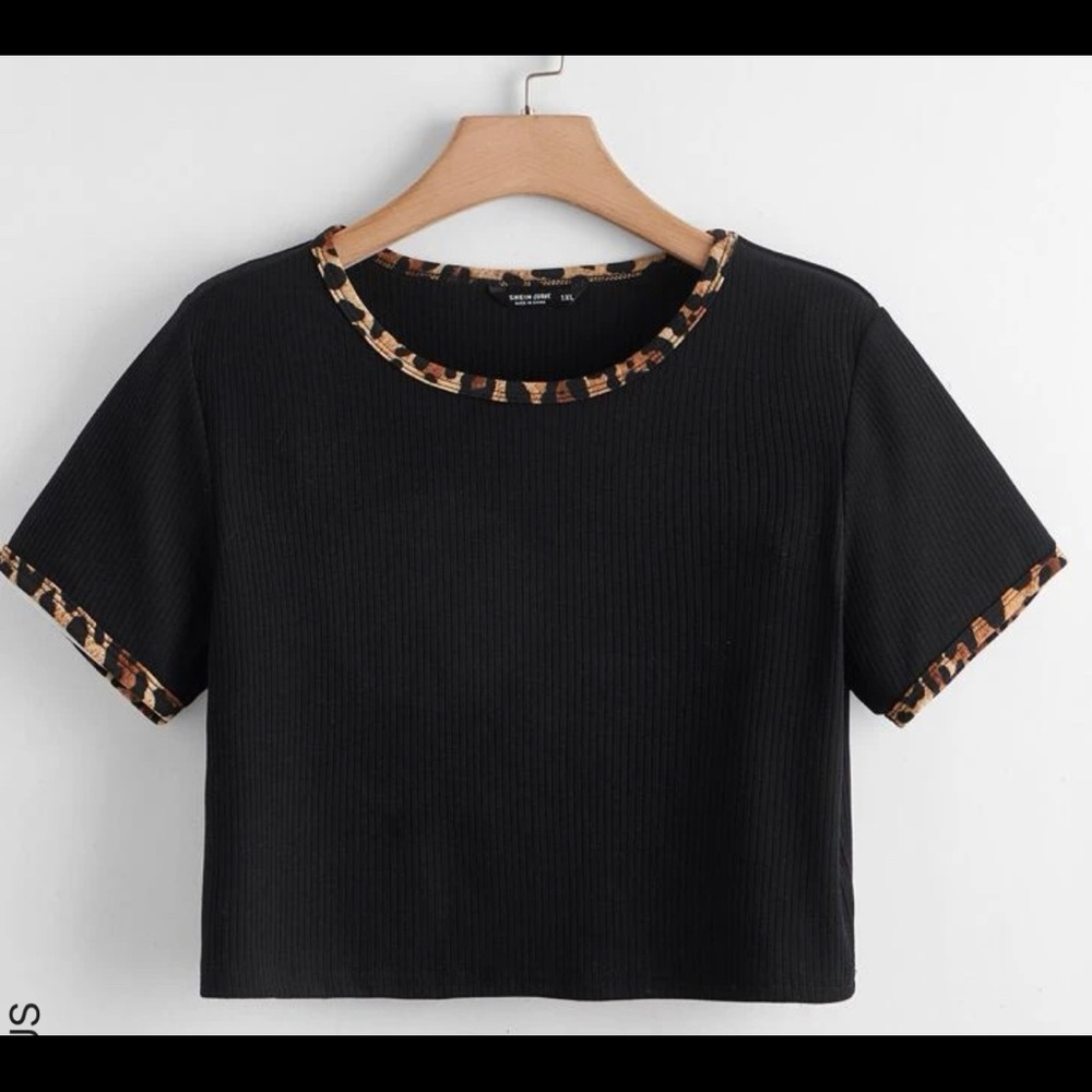 black crop with cheetah print